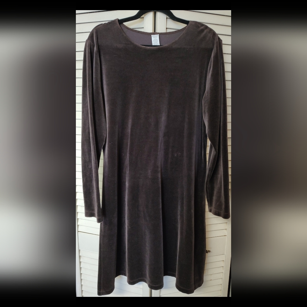Land's End Velvet Dress, Large 14-16, Brown